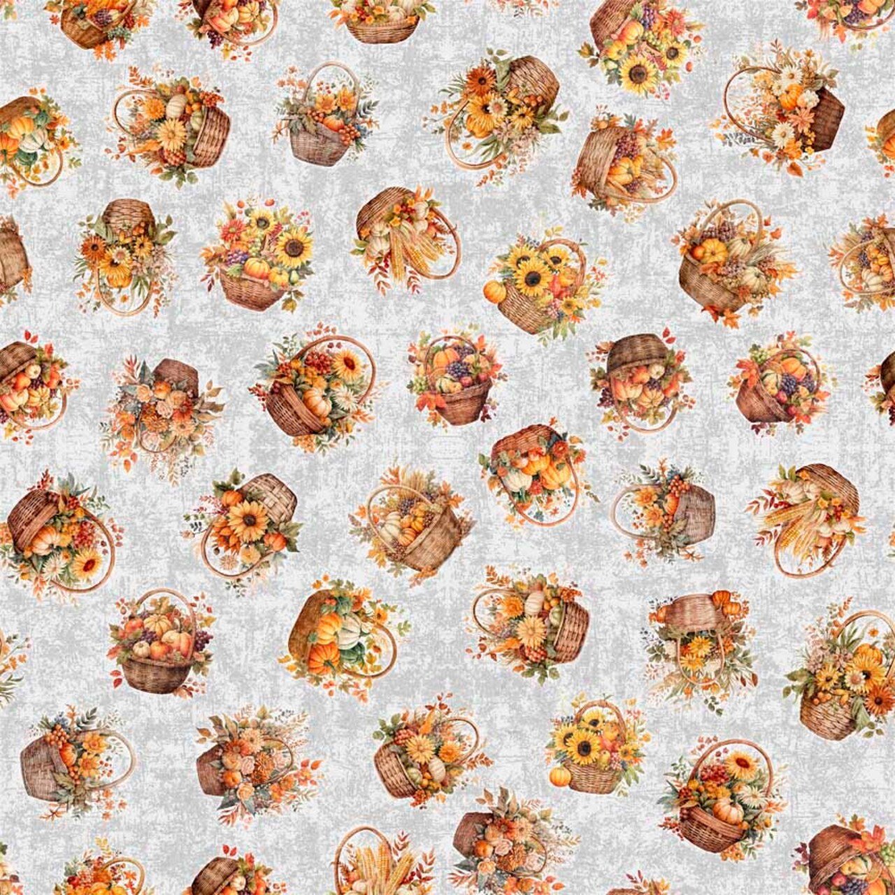 Quilting Treasures Thanksgiving Autumn Spice Autmn Baskets on gray